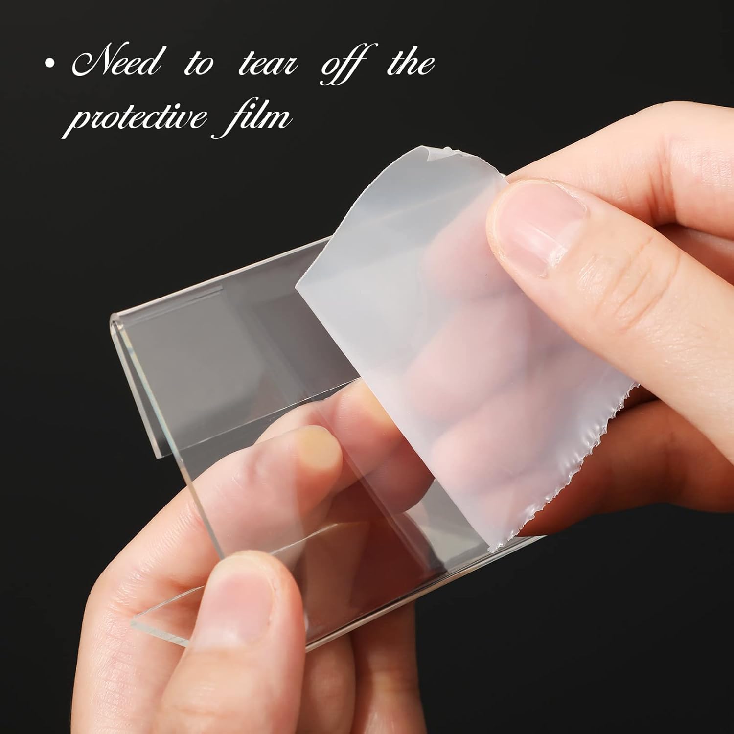 Vicenpal 3.5 x 2.5 Inches Acrylic Sign Holder Slant Back Sign Holders Clear Picture Frame Acrylic Stands L Shaped Display Stand for Office, Store, Restaurant, Horizontal (60 Pcs)