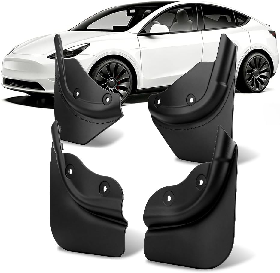 Fit for Tesla Model Y Mud Flaps (2021-2024) - No Drill Required Splash Guards, OEM Fit All Weather Protection, Set of 4 Black