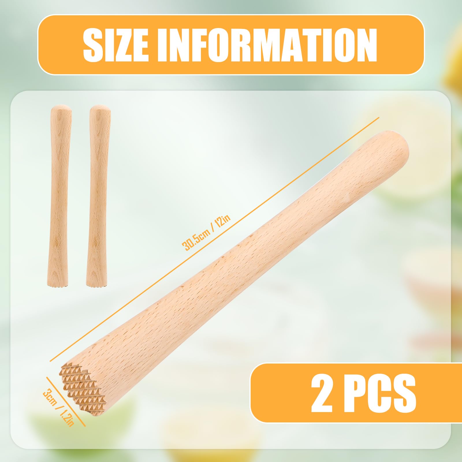 masher fermentacyjna, 2 sztuki, drewniany ziemniaczany masher, 31 x 3 cm, do rąk