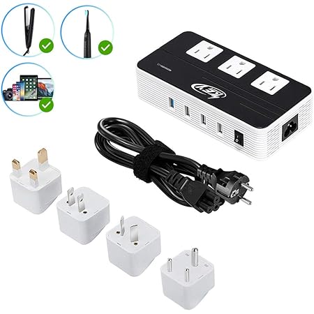 Key Power 230-Watt Step Down 220V to 110V Voltage Converter & International Travel Adapter/Power Converter with Type C Port 18W - [Use for USA Appliance Overseas in Europe, AU, UK, Ireland, etc.]