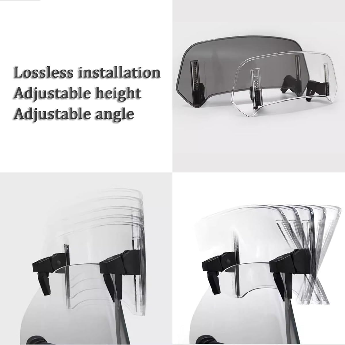 Parabrezza Moto per Moto Guzzi V7, Estensione Parabrezza Deflettore Antivento, Deflettore Moto Regolabile, Spoiler Parabrezza,A-360mm × 140mm