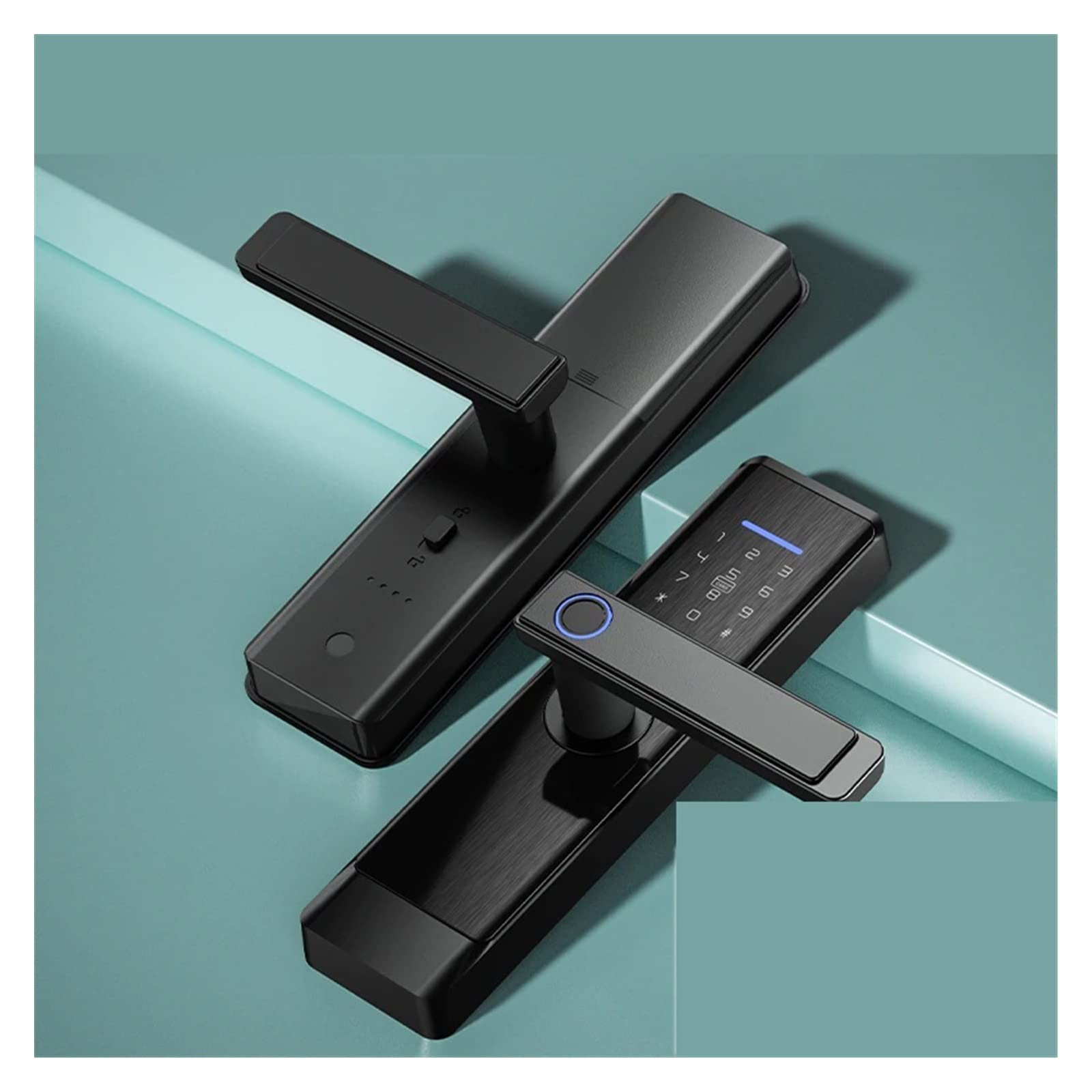 CVFRDD Smart Door Knob, Smart Door Lock Tuya APP Fingerprint Digit Intelligence Electric 5 Unlock Method Support 8 Language Voice Keyless Entry Door Handle(Without Mortise Lock)