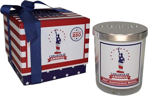 USA 250th Anniversary Candle in Gift Box, Sandalwood Scented, 12oz