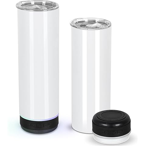 2 Pack 20 Oz Music Speaker Tumbler, Sublimation Music Tumbler Blanks, Double Wall V...