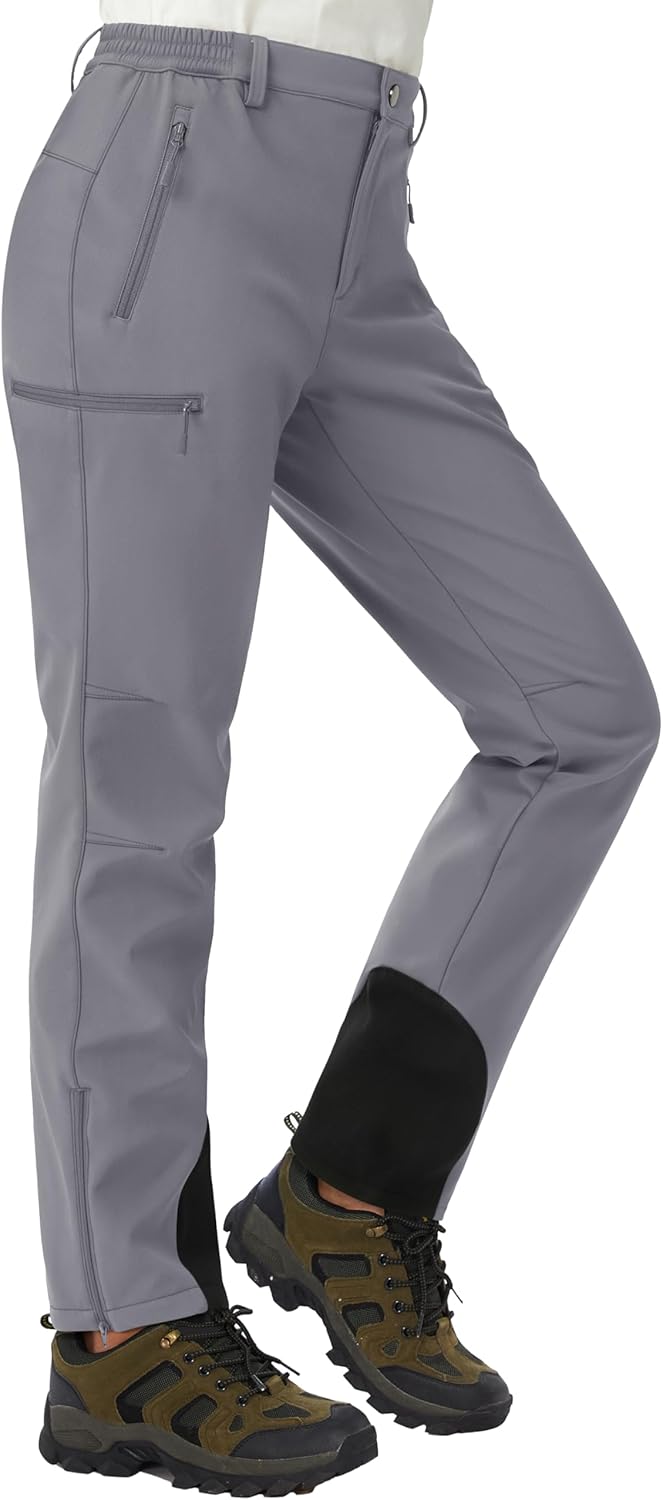TACVASEN Women's Hiking Pants Fleece Lined Winter Snow Ski Pants Water Resistant Insulated Pants Scratch-Resistant