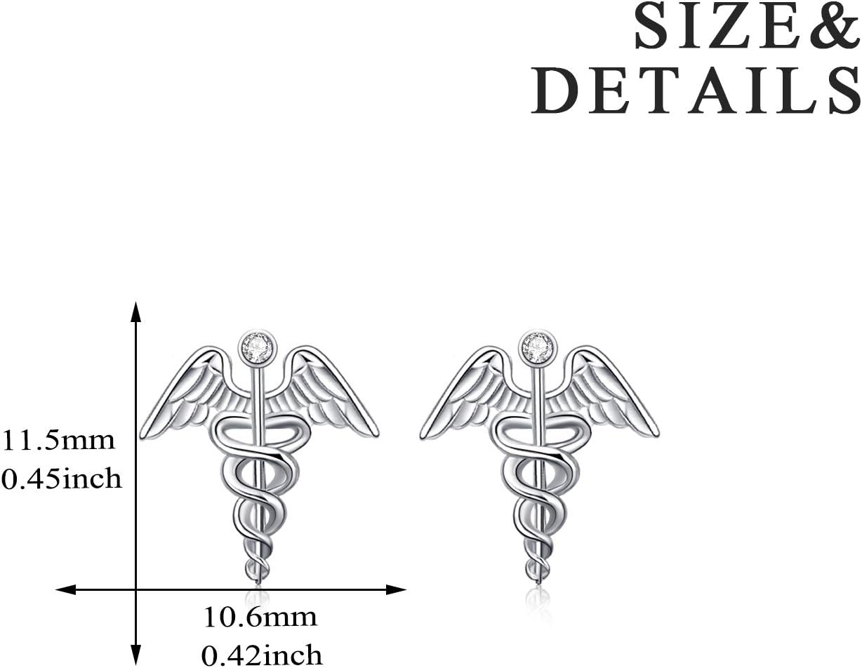 AOBOCO Gifts for Nurse Doctor 925 Sterling Silver Medical Symbol Studs Earrings Graduation Jewelry Gifts for New Nurse Doctor RN Student
