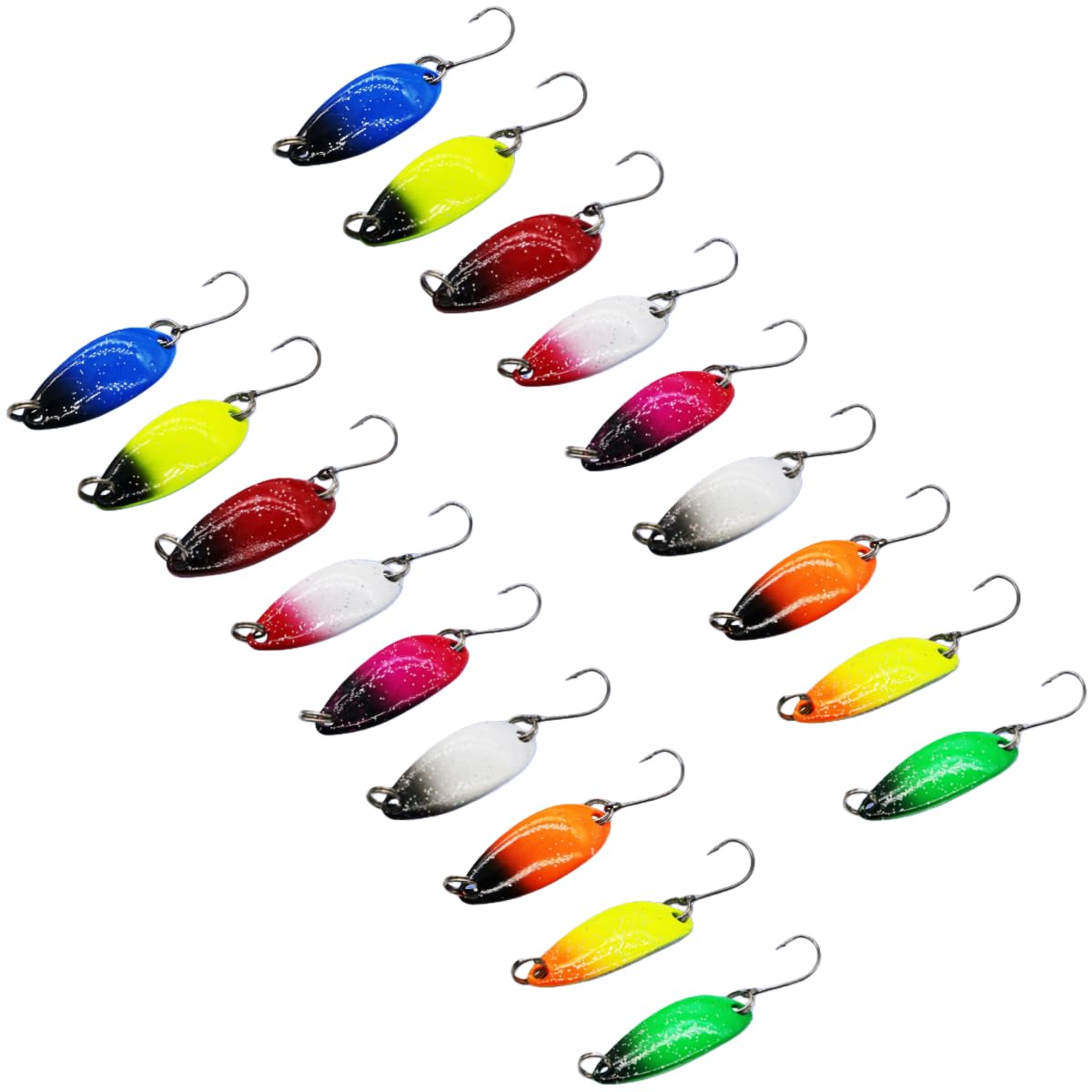 – Fishing Lures with Single Hook, 3cm/3g Trout Spoon, Multicolor Metal Fishing Baits for Pike Zander Perch