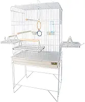 Viveiro Gaiola Confort Triplex para Calopsita e Aves com Argolas, Comedouros e Bebedouro (Branco)