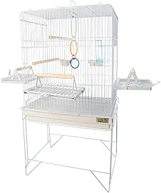 Viveiro Gaiola Confort Triplex para Calopsita e Aves com Argolas, Comedouros e Bebedouro (Branco)