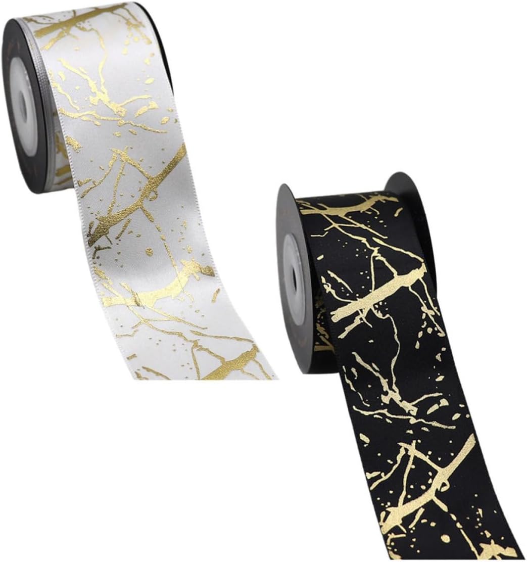 2 Rolls Gold Foil Polyester Decorative Ribbon