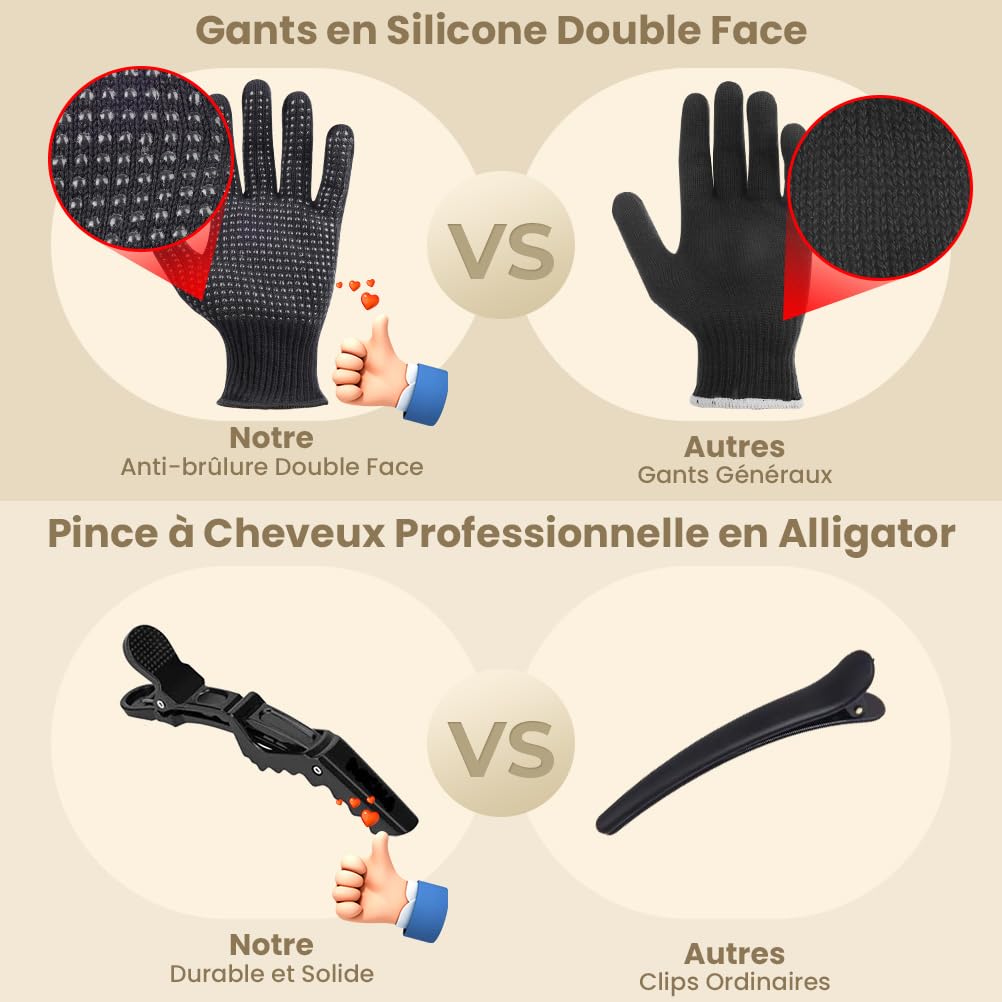 ELEHOT-Store Boucleur a Cheveux 3 Tete à Température Réglable, Fers à Vagues avec Chauffage Rapide PTC, Fer à Friser Ceramique 10-32mm, Fer à Boucler 5 en 1 pour Cheveux Court Longs, 2 Clips
