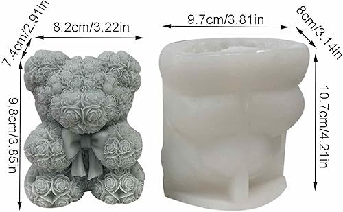 Miniatura 7 de Moldes de silicona de oso de rosas 3D, molde de vela de aromaterapia para el día de San Valentín, boda, oso de rosa, exhibición de ventana,