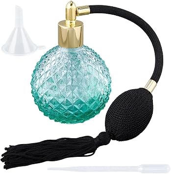100ml Air Bag Perfume Bottle Vintage Atomizer Spray Bottle Clear Perfume Bottles Refillable Empty Glass Long Tassels Pump Sprayer Green