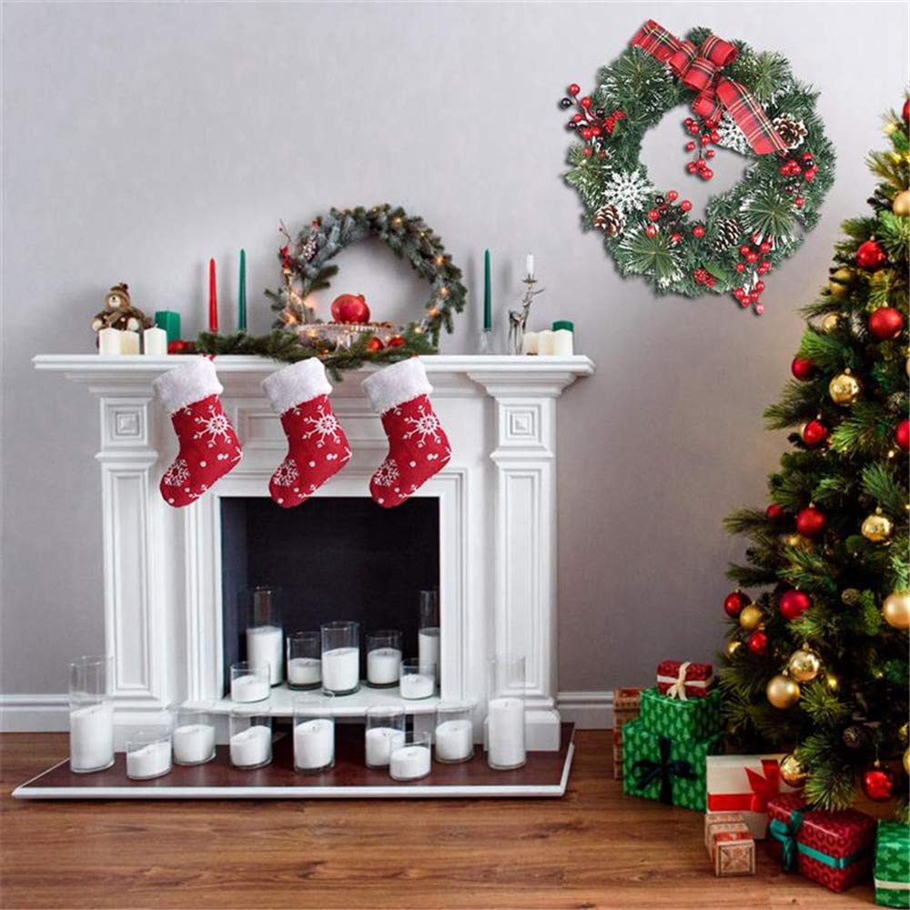 Guirlande De Noël À La Main en Rotin Pendentif Guirlande Festival Artificielle Porte Guirlande Suspendue Arbre De Noël Décoration Guirlande 30 cm