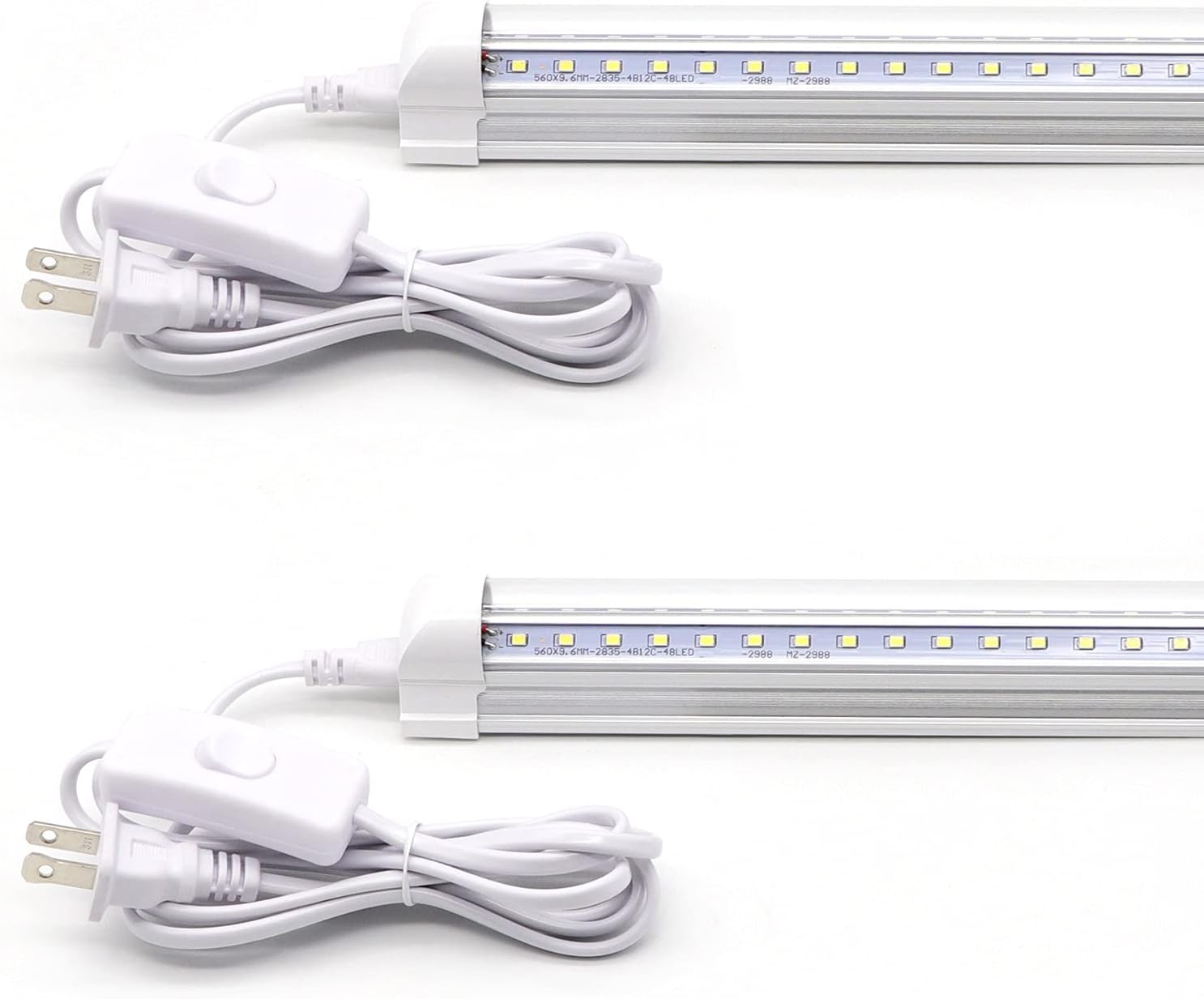 KALINA T8 V-Shape Integrated Single Fixture, 2FT Led Tube Light, 1680lm, 6000k White, 15W, Utility Shop Light, Ceiling and Under Cabinet Light, Corded Electric with Built-in ON/Off Switch (Pack of 2)