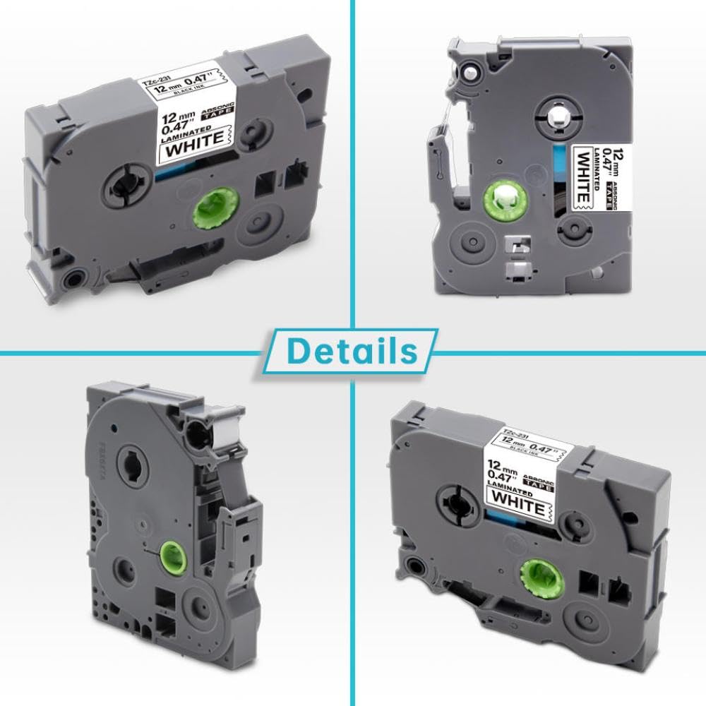 Nastro per Etichette da 6 mm 10 Pezzi S111 S111 Adesivo Acrilico Nero su Trasparente Compatibile con etichettatrice