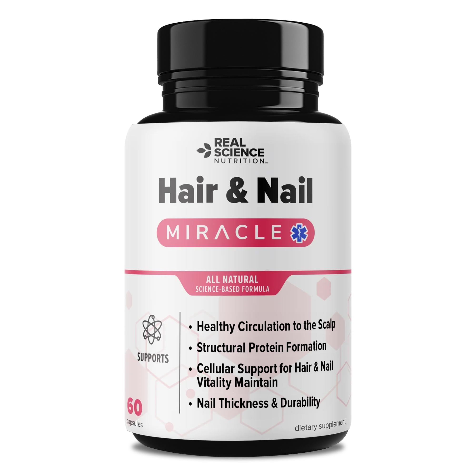 Real Science Nutrition Suplemento para Cabelos e Unhas com Vinitrox e GABA, 60 cápsulas