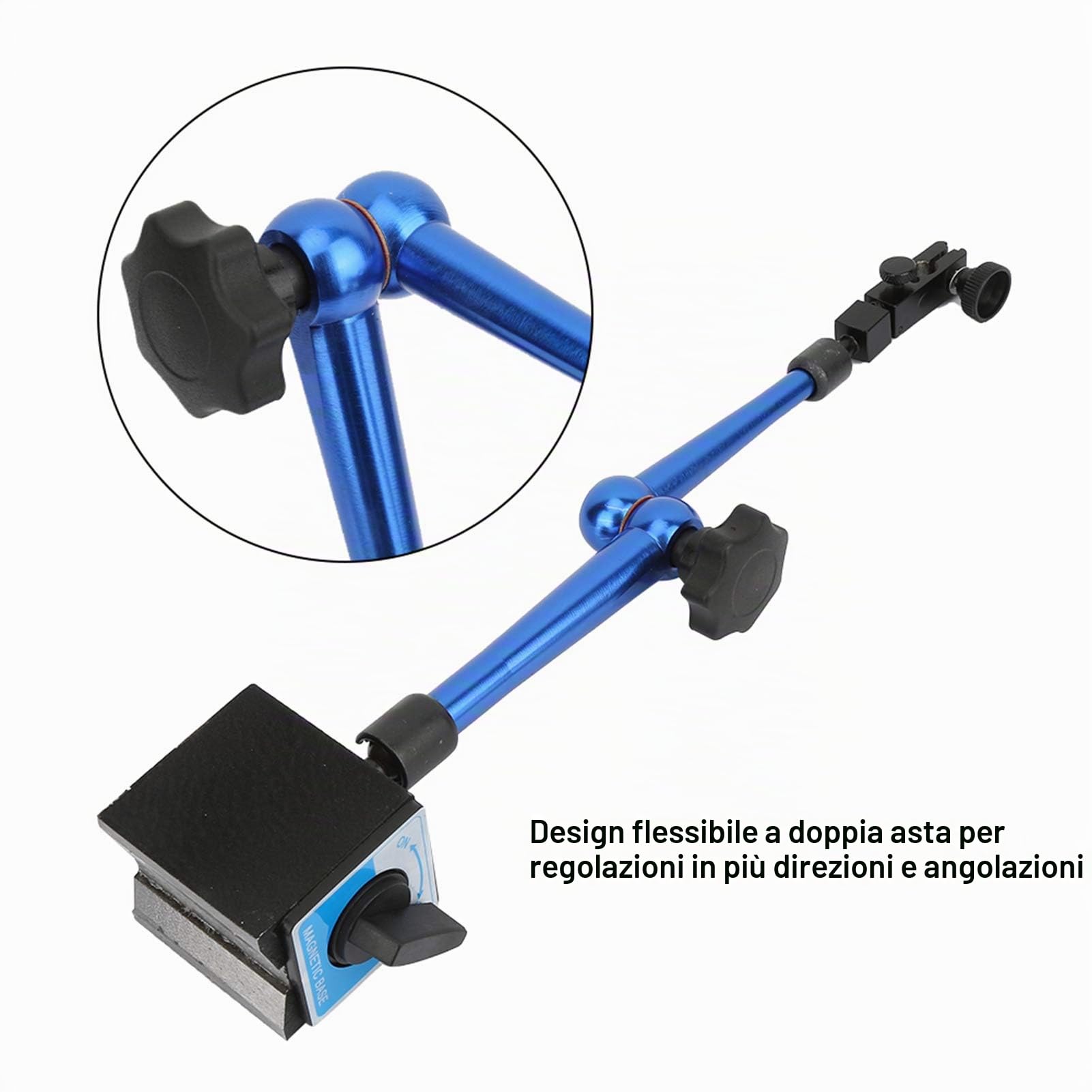 Hilitand Porta comparatore magnetico, Supporto Universale Magnetico Flessibile per comparatore Indicatore di Prova