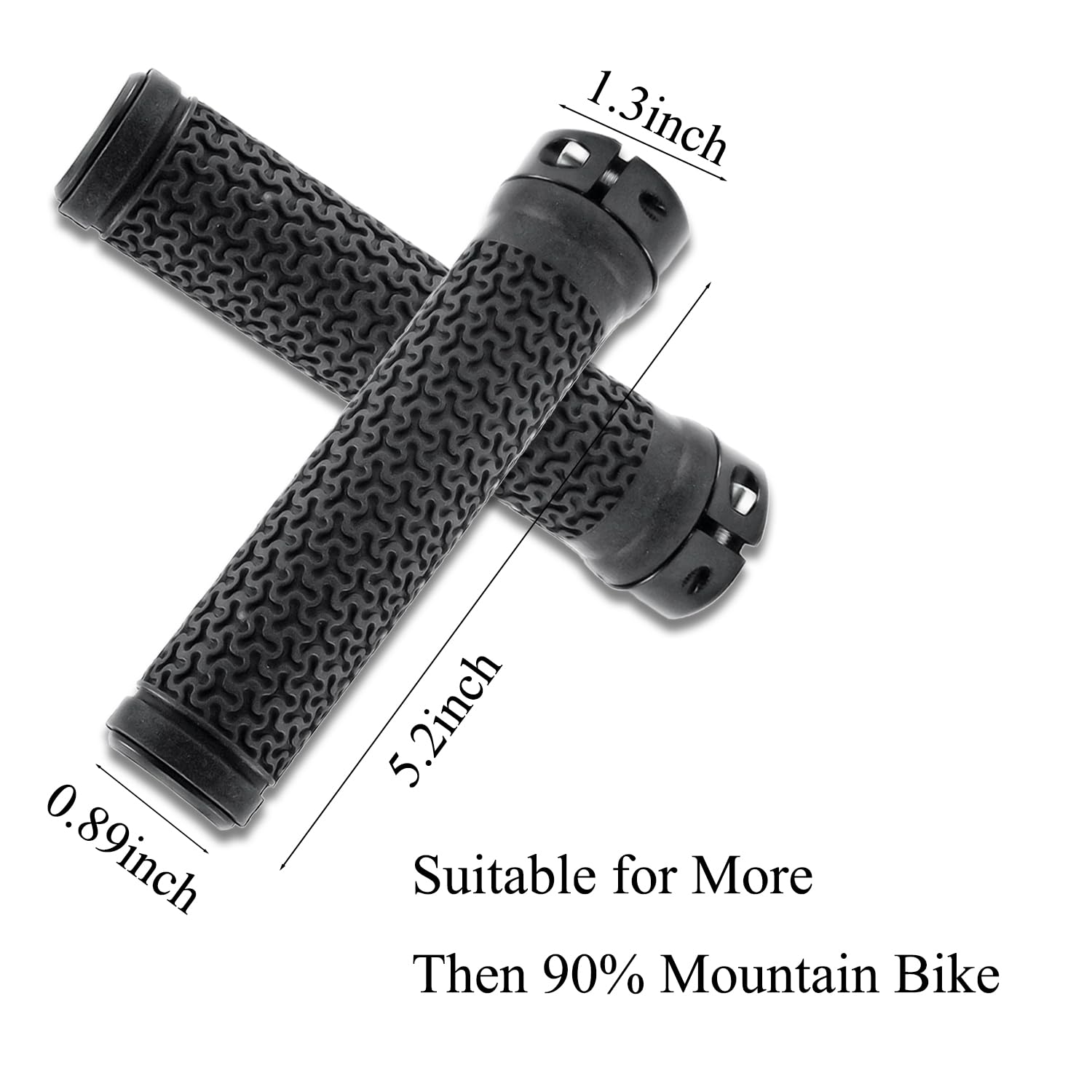 MOLHEM Bike Handlebar Grips, Non-Slip Mountain/BMX/Scooter Grips, Soft Rubber for Secure Grip Includes 2 Allen Wrenches (MTB - Image 2