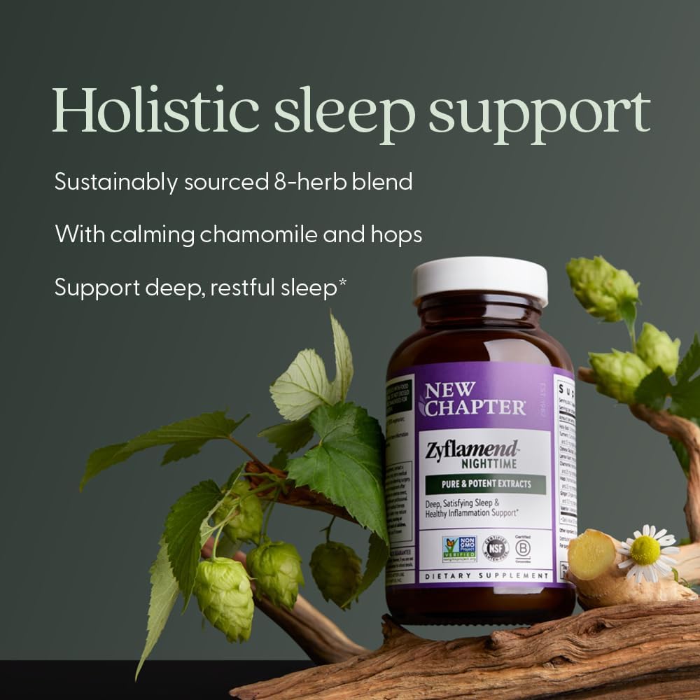 New Chapter Sleep Aid – Zyflamend Nighttime for Sleep Support with Turmeric + Valerian Root + Lemon Balm + Holy Basil, Vegetarian Capsules, 60 Count - Image 4