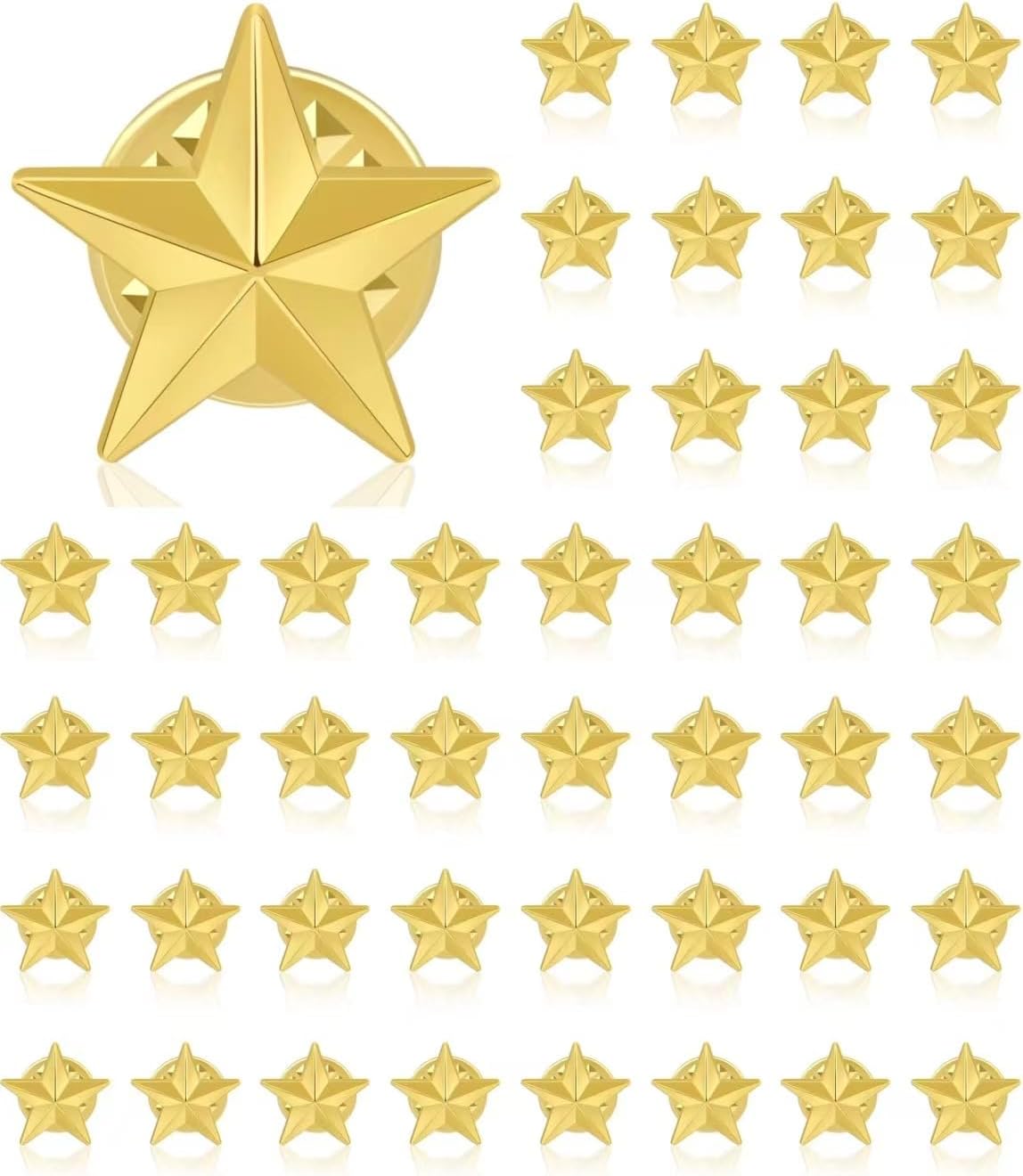 DISCAO 50/100/200/300/500 pieces small golden Star lapel pin Veterans Day Star pin Backpack Military Award pin Labor Day Fourth of July Memorial Day Star brooch costume decoration pins Clothes hats bulk