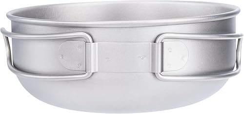 Miniatura 3 de iBasingo Juego de 3 piezas de ollas de titanio para acampar con mango plegable, juegos de ollas de cocina para campamento al aire libre