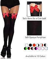 Vista 27 de Leg Avenue Muslos altos de satén con lazo para mujer blanco/rosa claro