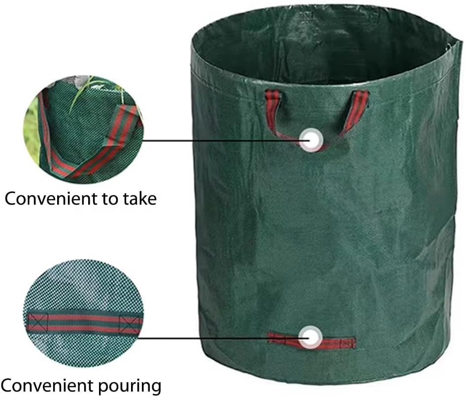 2 Pack 132 Gallons Reusable Garden Waste Bags (H39.4, D31.5 inches) - Yard Waste Bags, Leaf Bags with Reinforced Handles(Green)