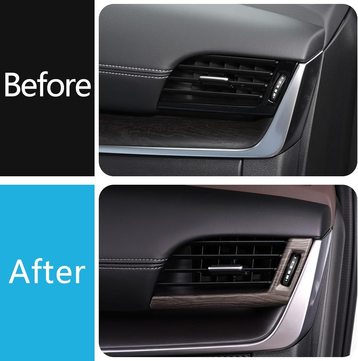 Car Accessories Fit for Nissan New Rogue 2021 2022 2023 2024 2025 2026 Inner Side Dashboard Center Console AC Air Vent Outlet Cover Trim (Peach Wood) 2PCS ABS