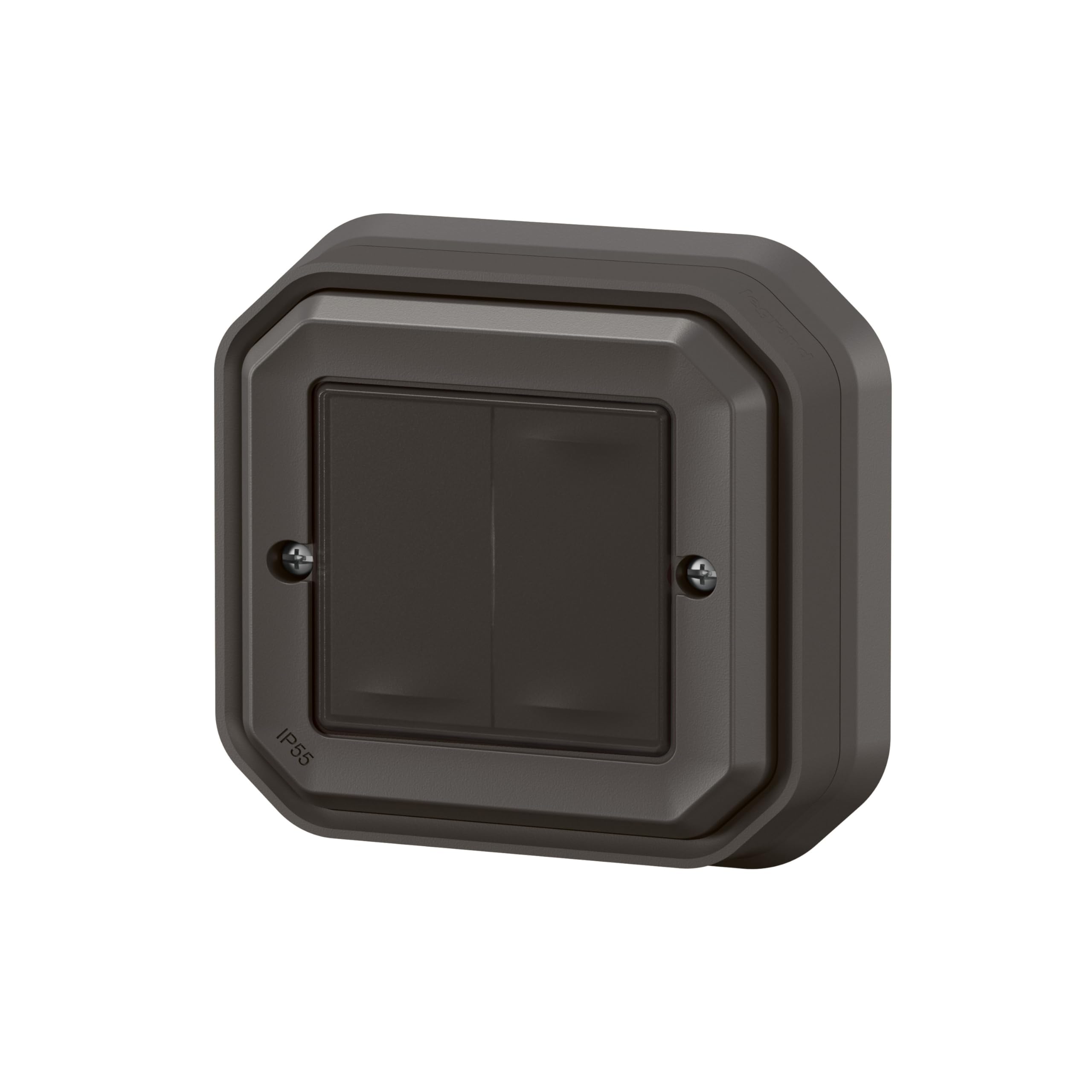 LEGRAND, Plexo New Feuchtraum-Connected-Smart-Home-Doppelschalter, Wandsender, Aufputz-Schalter, An-Aus, batteryless technology, Home+Control-App, IP55 - IK07 wasser- und stoßfest, Anthrazit, 069836L