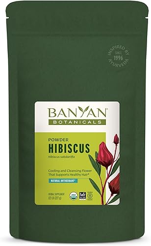 Banyan Botanicals Polvo de hibisco  Sabdaiffa orgánico de hibisco  para refrescante té de hibisco  Apoya el cabello y la piel saludables*  12 libra