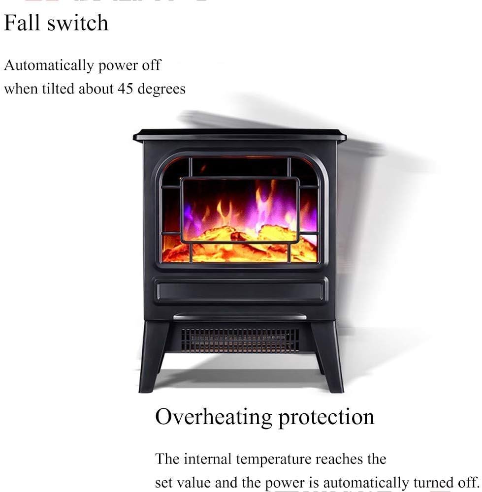 Electric Stove Heating Fireplace Electric Fire with Surround Mantelpiece with Adjustable tat Control with Wood Burning Stove Flame Effect Black