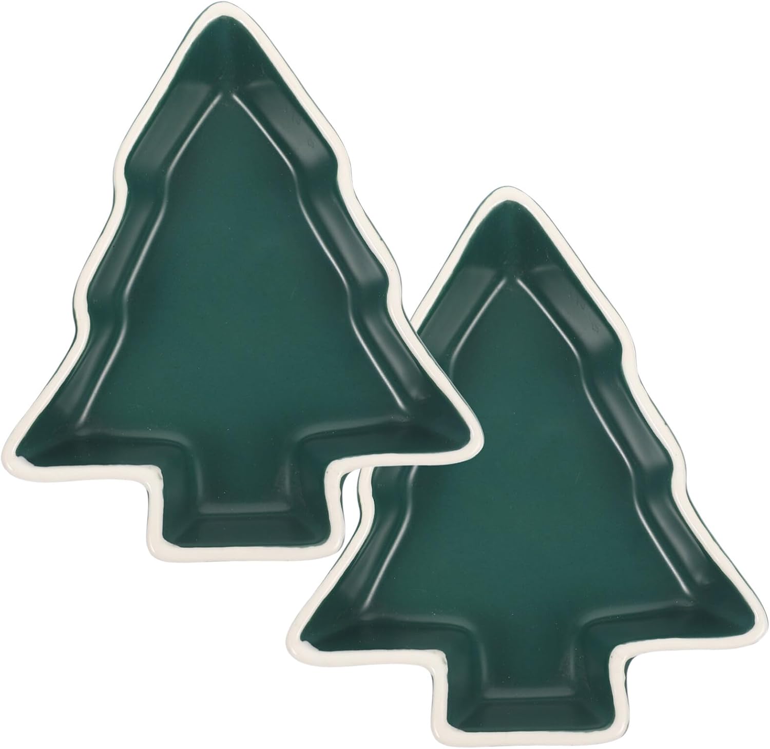 Luxshiny 2pcs Christmas Ceramic Serving Dish Removable Xmas Tree Snack Appetizer Tray Dessert Platter Porcelain Jewelry Plate for Holiday Wedding Home Party Dark Green