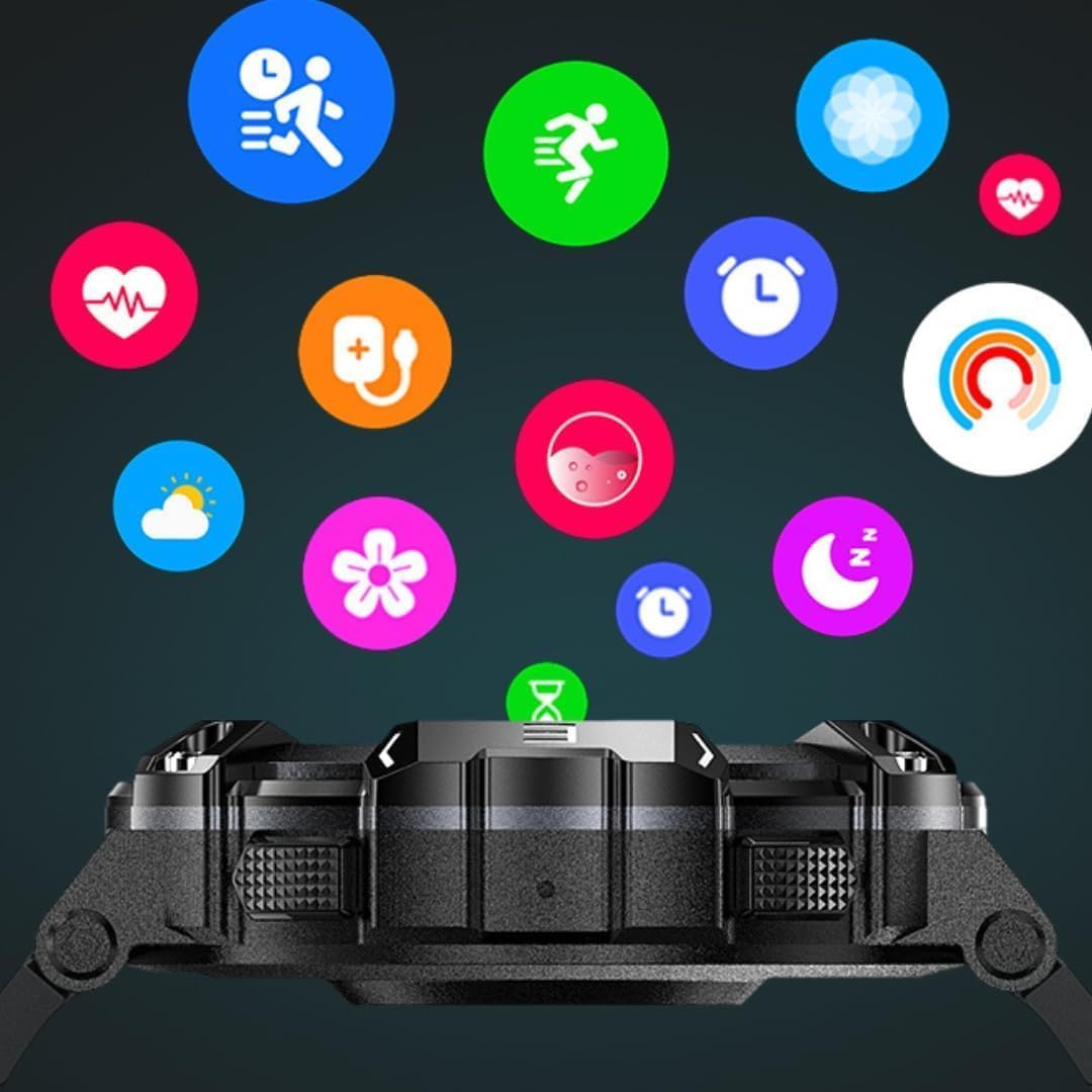 TitanPG – Smartwatch Táctico Militar, Resistente al Agua y Golpes, Monitoreo de Salud 24/7 (Ritmo Cardíaco, Presión, Oxígeno y Sueño)