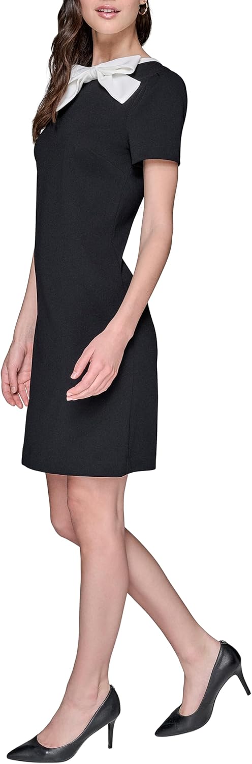 Karl Lagerfeld Womens A-line Crew Neck Scuba Crepe Dress - Image 3