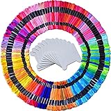 Embroidery Floss & Embroidery Thread kit- Cross Stitch Threads - Friendship Bracelets Floss - Crafts Floss -100% Long-Staple Cotton-100 skeins Per Pack and Free Set of 12 Pcs Organizer Floss Bobbins