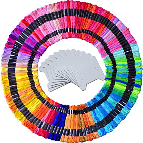 Embroidery Floss & Embroidery Thread kit- Cross Stitch Threads - Friendship Bracelets Floss - Crafts Floss -100% Long-Staple Cotton-100 skeins Per Pack and Free Set of 12 Pcs Organizer Floss Bobbins