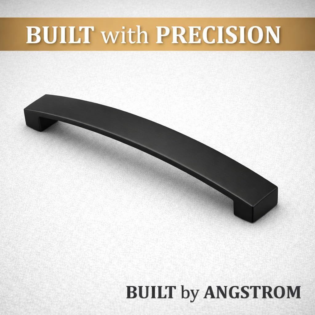 ANGSTROM 5-Pack Curved Arch Cabinet Pulls, Solid Zinc Handle Bar 7.5 Inch (Matte Black)