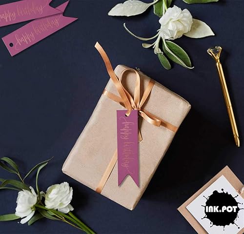 Miniatura 125 de Etiquetas de papel para colgar con texto en inglés «Happy Birthday», 100 unidades Azul,Aqua Blue,Negro -,azul, cerceta (Dark Teal Blue),Rosa