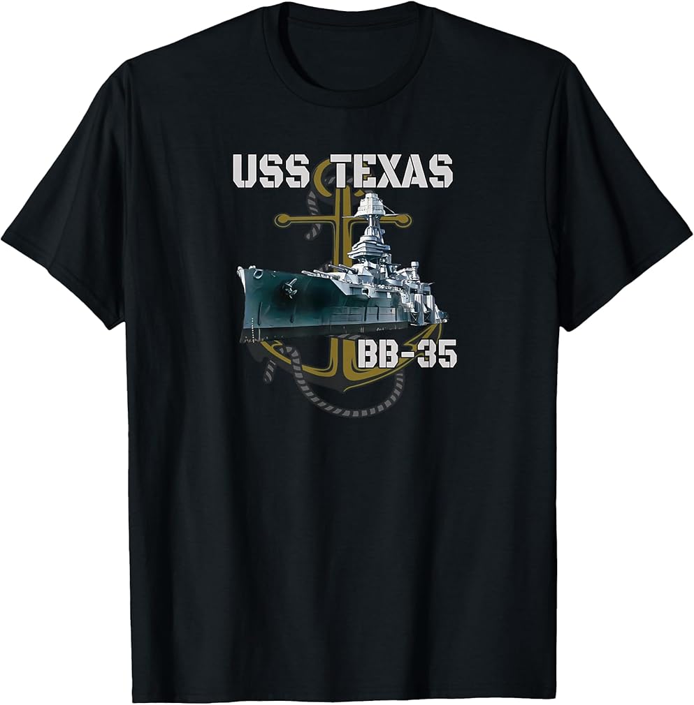 USS Texas BB-35 Battleship American WW1 Warship WW2 Veterans T-Shirt