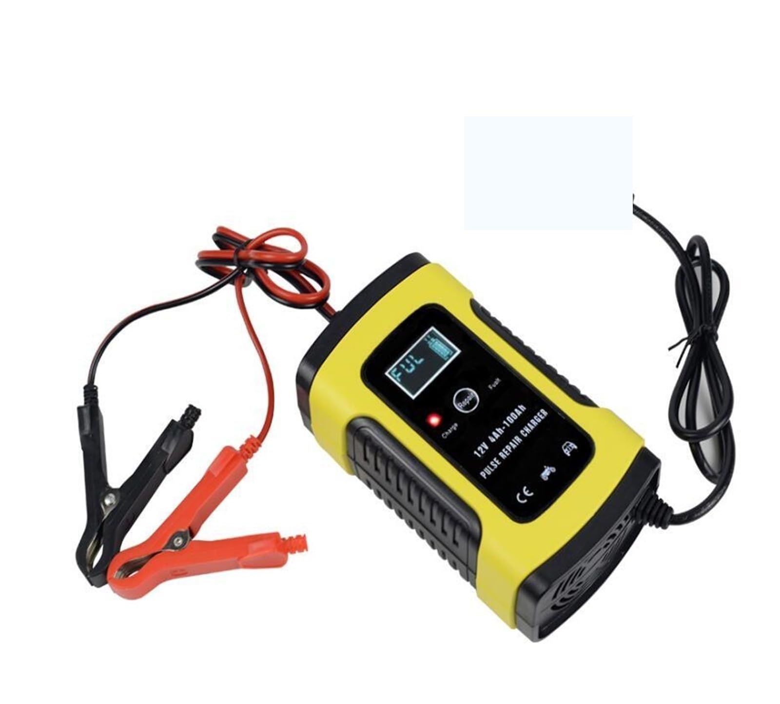 Ładowarka Baterii, 12V 6A w pełni inteligentna ładowarka do naprawy samochodu inteligentna szybka automatyczna ładowarka akumulatorów kwasowo-ołowiowych z wentylatorem chłodzącym wyświetlacz LCD