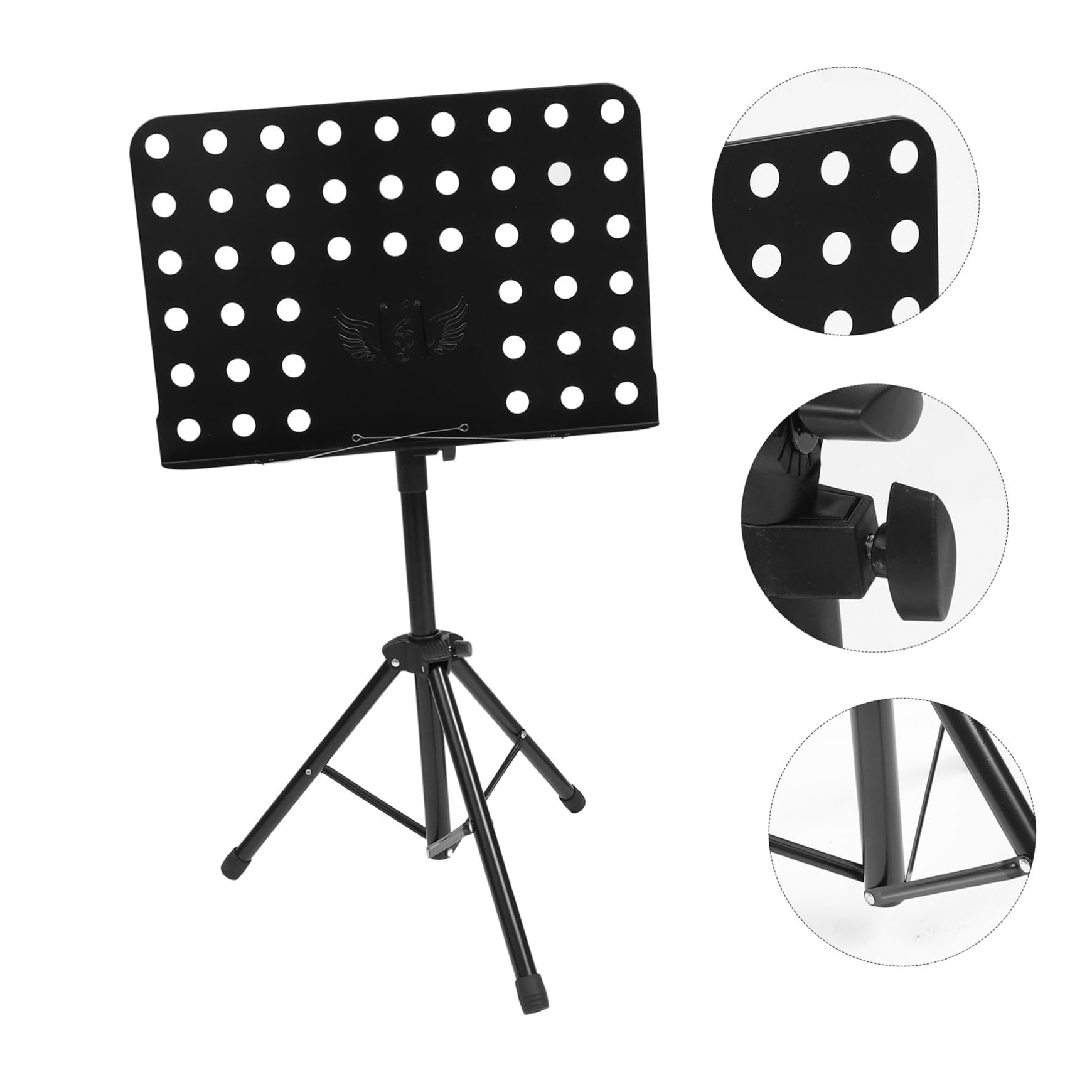 Atril de Partituras Plegable Portátil para Guitarra y Libros de Música Negro Estructura de Acero y Abs, Manos Libres Adecuado para Actuaciones