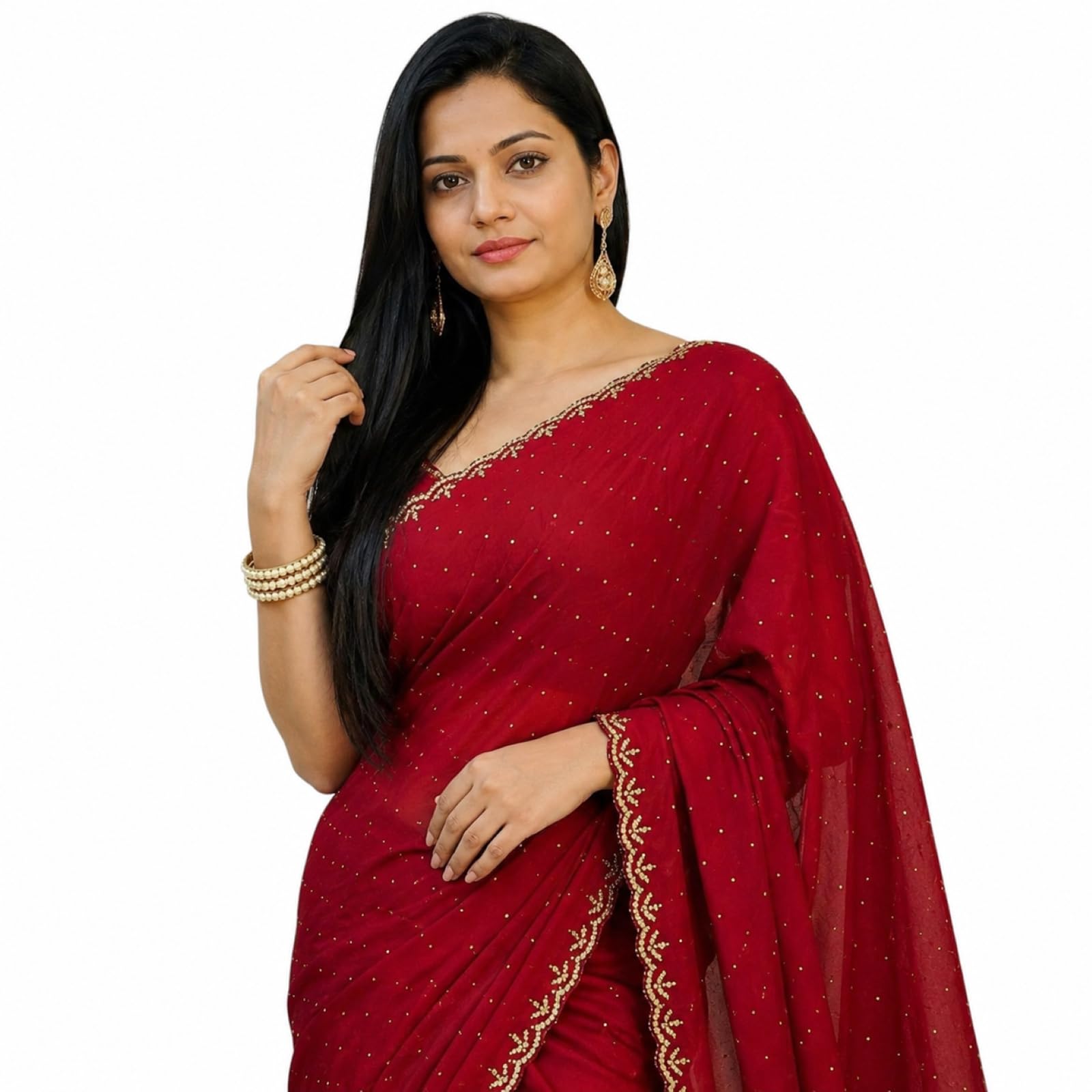 yashika Women's Chiffon Saree with Blouse Piece for Traditional Ethnic Wear Sari-picture-38