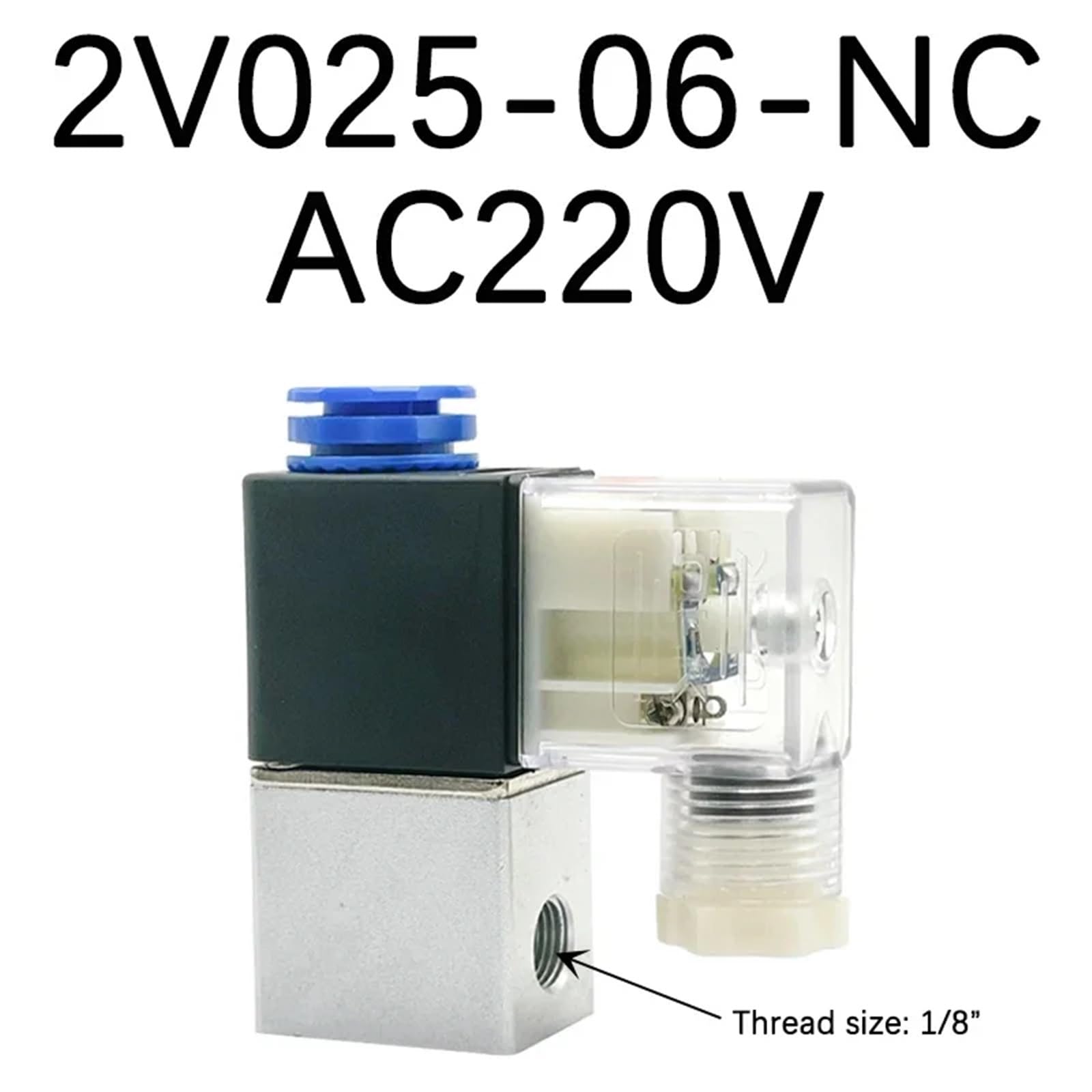 2V025-06/08 DC12V DC24V Ac220v AC110V AC24V Aire válvulas electromagnéticas bidireccionales de Dos Posiciones válvula solenoide neumática(10mm Fitting,2V025-06 AC220V)