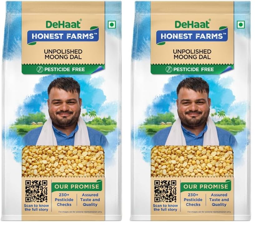 Image of DeHaat Honest Farms Pesticide Free Unpolished Moong Dal 500 GM (Pack of 2)