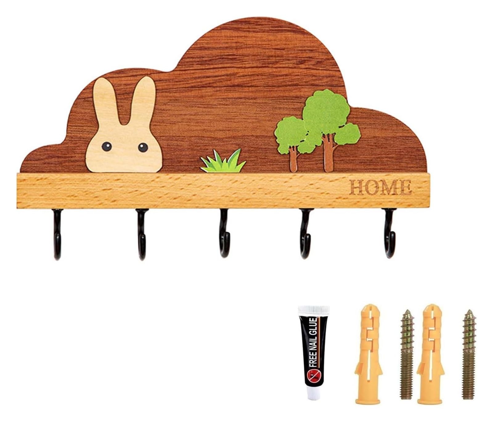 Porte-manteau mural en bois de qualité supérieure pour clés