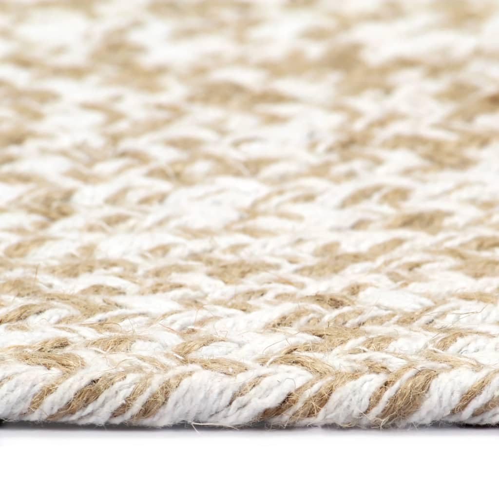 Tapis en jute tissé à la main en jute et coton naturel 90 cm - Tapis tressé pour votre intérieur, doux et durable