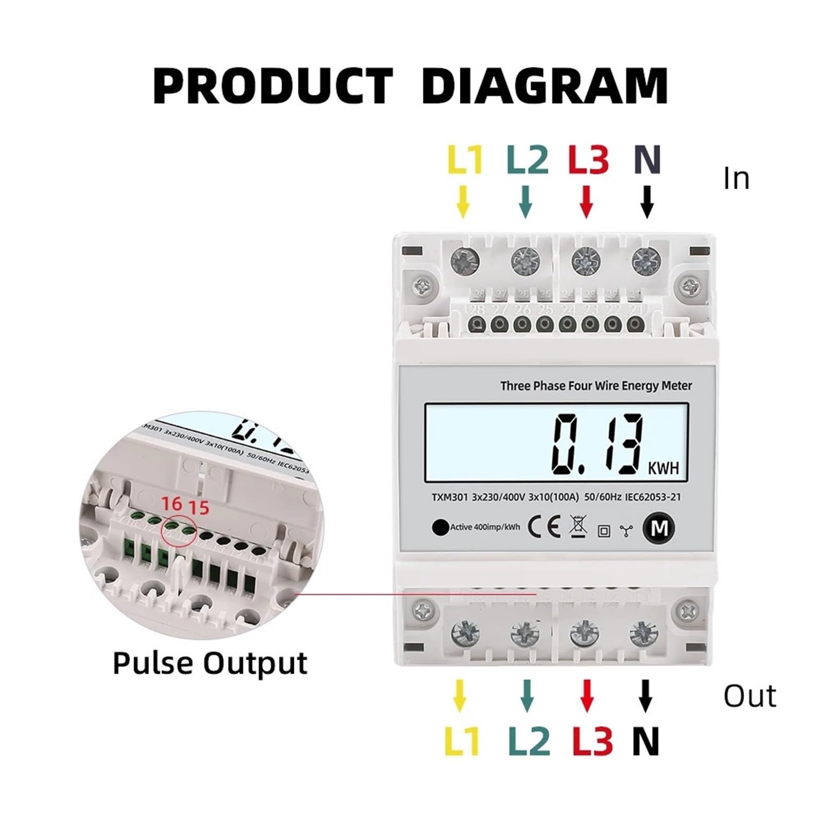 380 V 3 etapy 4 przewody watomierz moc dwukierunkowy licznik energii KWH napięcie prądu 100 A AC 50 Hz 60 Hz Słoneczny FV