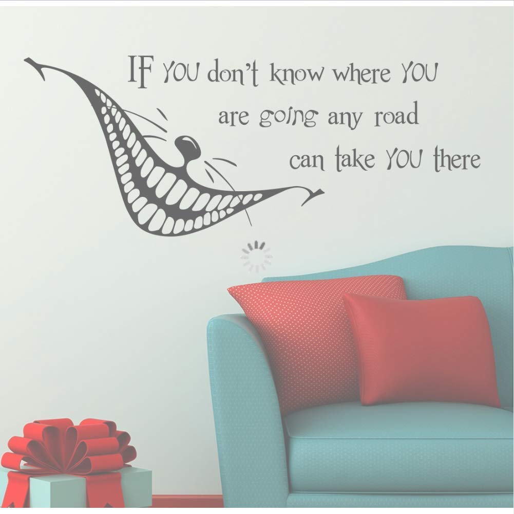 Alice in Wonderland Quote Vinyl Sticker Cheshire Cat Nursery Kids Bedroom Home House Livingroom Decoration 22 * 57.cm