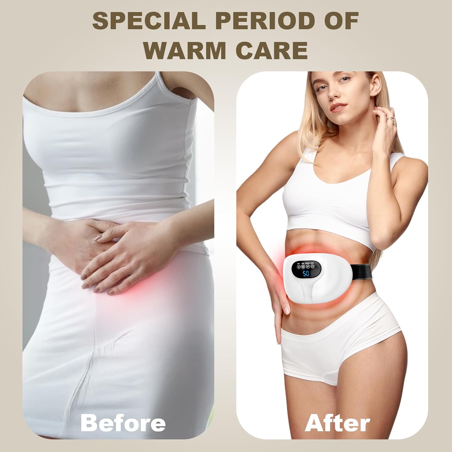 3-in-1 Electric Abdominal Massager with Heating Pad, Stomach Massage for Digestion Support, Hot Stone Heating Pad with Vibration, Rechargeable Belly Massager for Abdominal Comfort,...